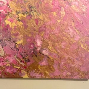 One of a kind paint for 16 x 20 pink tans gold brown black beautiful swirls.